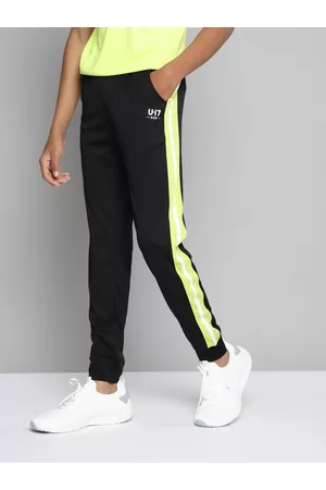 HRX U-17 Lifestyle Boys Jet Black Rapid-Dry Colourblock Joggers