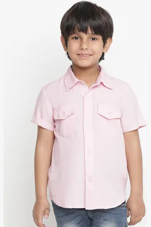 Oxolloxo Boys Pink Cotton Linen Casual Shirt