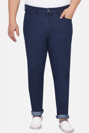 John Pride Plus Size Men Navy Blue Regular Fit Mid-Rise Clean Look Stretchable Jeans