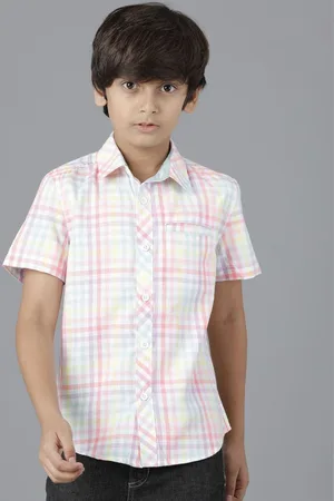 UNDER FOURTEEN ONLY Boys Checked Casual Cotton Shirt