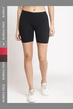 Jinfo Women Pack Of 3 Cotton Skinny Fit Cycling Sports Shorts