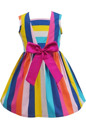A.T.U.N. A T U N Girls Pink Striped Fit & Flare Dress