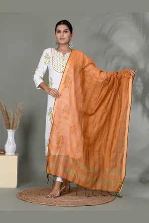 Kesarya Checked Organza Dupatta with Zari
