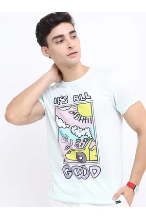 Ketch Men Sea Green Printed Slim Fit T-shirt