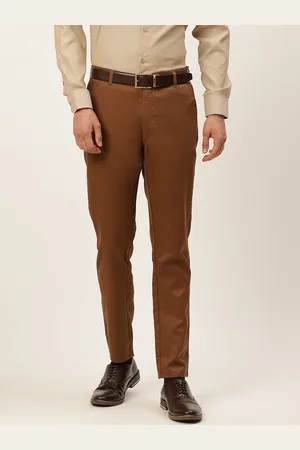 SOJANYA Men Brown Smart Fit Formal Trousers