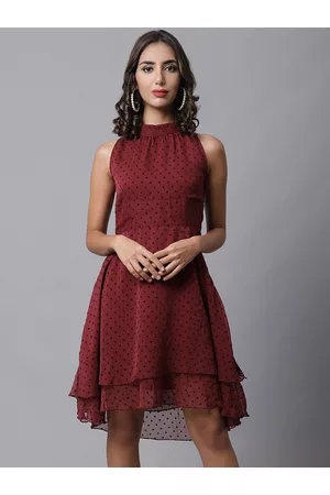 MARC LOUIS Women Maroon Chiffon Dress