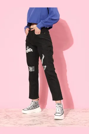 Kook N Keech Women Straight Fit High-Rise Highly Distressed Stretchable Jeans