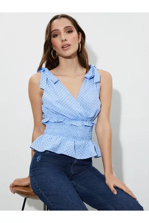 Dorothy Perkins Polka Dot Print Ruffles Smocked Top