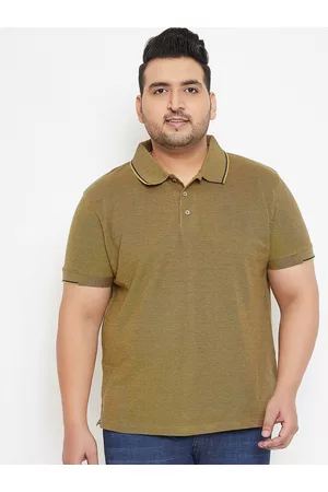Instafab Men Olive Green Solid Polo Collar T-shirt