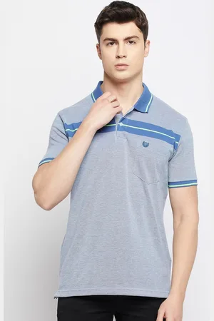 Duke Men Striped Polo Collar Cotton T-shirt