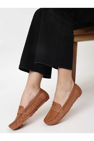 Marc Loire Women Tan Textured Slip-On Loafers