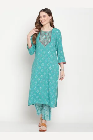 BE INDI Women Floral Printed Straight Kurta Set with Trouser