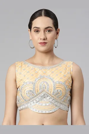flaher Women Embroidered Net Padded Saree Blouse