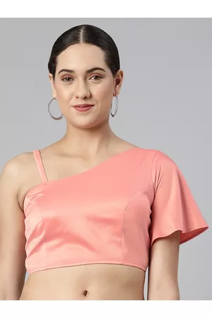 flaher Women Solid Satin Padded Saree Blouse