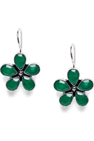 Bamboo Tree Jewels Green Floral Drop Earrings