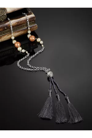 DUGRISTYLE Silver & White Silver-Plated Layered Necklace