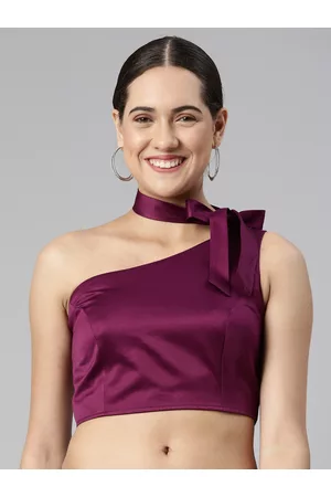 flaher Women Solid Satin Padded Saree Blouse