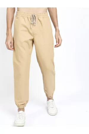Ketch Men Beige Solid Joggers Trousers