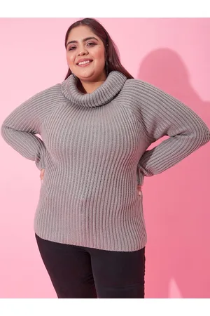 CURVY STREET Women Plus Size Ribbed Acrylic Pullover