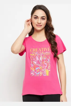 Clovia Women Printed Pure Cotton Lounge T-Shirt