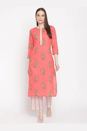 BE INDI Women Floral Printed Straight Kurta with Palazzo Set