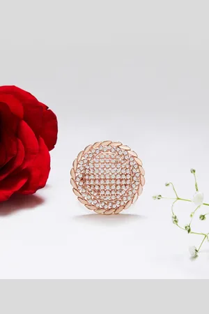 Ami Rose Gold-Plated White CZ-Studded Adjustable Contemporary Finger Ring