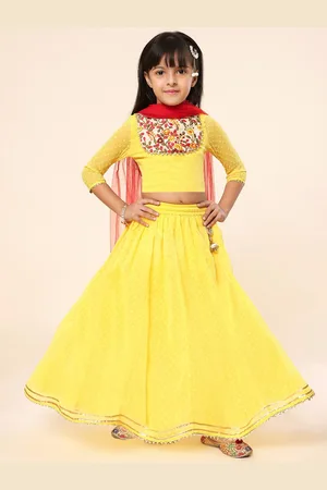 A.T.U.N. A T U N Girls Embroidered Ready to Wear Lehenga & Blouse With Dupatta