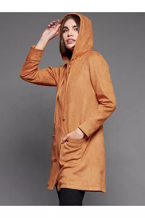 Miss Chase Women Orange Lightweight Longline Tailored Jacket