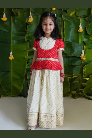 Tiber Taber Girls Printed Ready to Wear Lehenga & Blouse