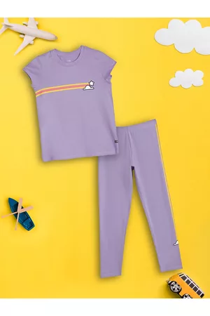 XY Life Girls Violet T-shirts & Leggings
