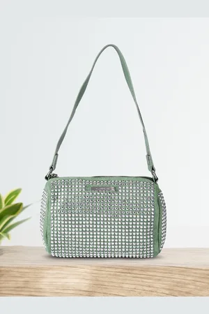 Caprese Women Green Textured Structured Shoulder Bag