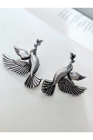 Binnis Wardrobe Silver-Toned Contemporary Studs Earrings