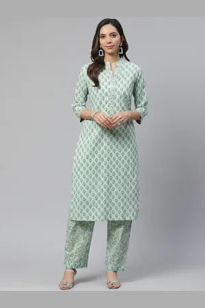 Divena World Women Floral Printed Gotta Patti Pure Cotton Kurta with Trousers