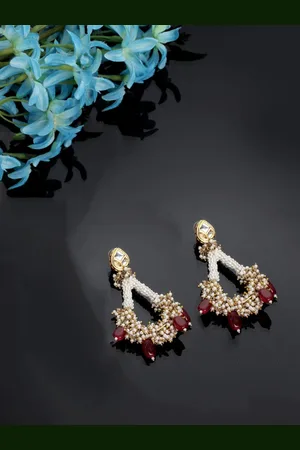 DUGRISTYLE Teardrop Shaped Gold Plated Drop Earrings
