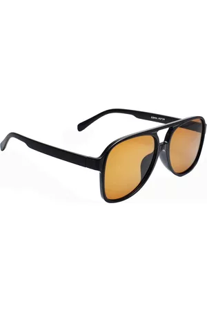 Peter Jones Eyewear Unisex Brown Lens & Black Square Sunglasses With UV Protected Lens