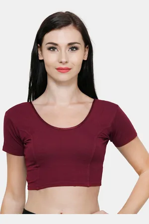 Vami Women Maroon Cotton Stretchable Saree Blouse