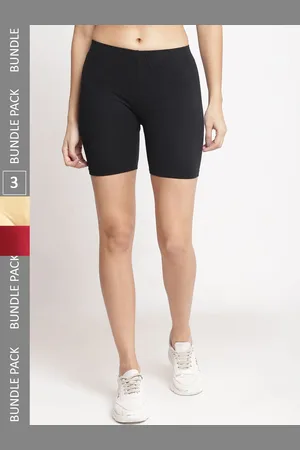 Jinfo Women Pack Of 3 Cycling Super Combed Cotton Lycra Sports Shorts