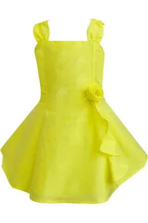 A.T.U.N. A T U N Girls Yellow Solid Fit and Flare Dress