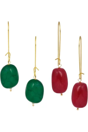 DUGRISTYLE Set Of 2 Gold-Plated Oval Drop Earrings