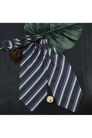 Kavove Unisex Blue & Brown Striped Cravat