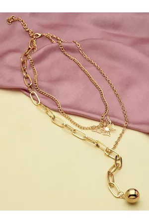 Ami Gold-Plated 2 Layered Contemporary Necklace