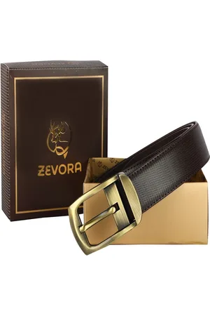 ZEVORA Men Textured Leather Belt