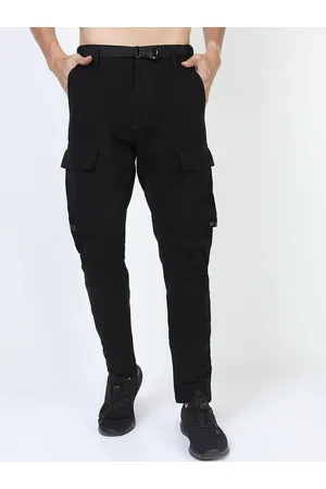 Ketch Men Black Cargos Trousers