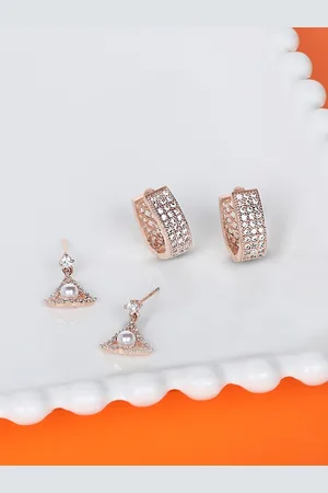 Ami Rose Gold Set of 2 Contemporary Stud Earrings