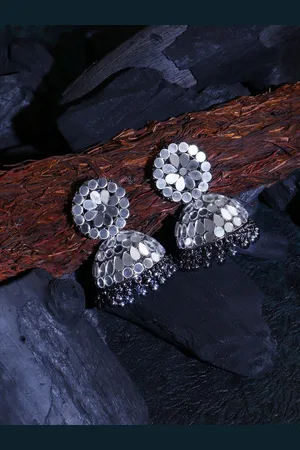 Adwitiya Collection Silver-Plated Classic Jhumkas Earrings