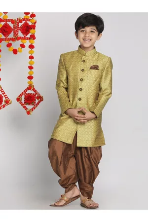Vastramay Boys Printed Indowestern Sherwani & Cowl Dhoti Pant Set