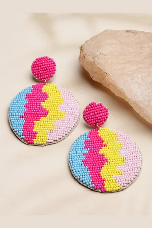 Anekaant Multicoloured Circular Drop Earrings