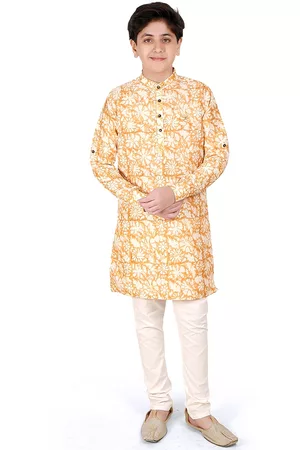 CAVIO Boys Floral Printed Kurta With Churidar