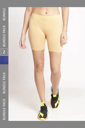 Jinfo Women Pack of 2 Mid Rise Cotton Cycling Sports Shorts