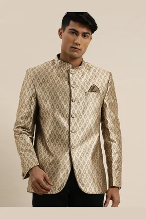 Vastramay Men Self-Design Slim-Fit Bandhgala Blazer